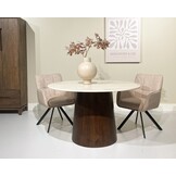 Brix - Eetkamertafel - Brix Bottecino Rond 130cm - Beige