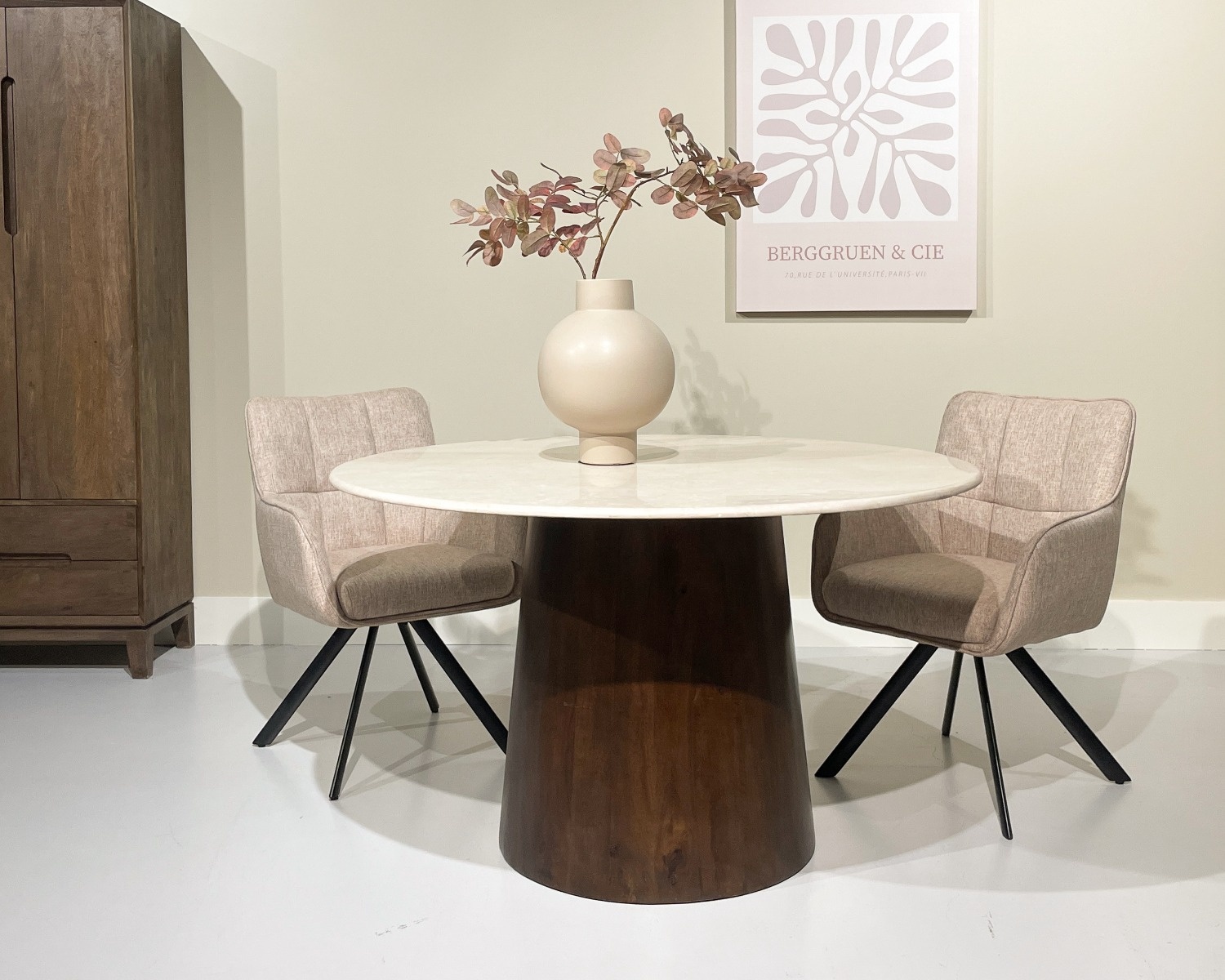 Brix - Eetkamertafel - Brix Bottecino Rond 130cm - Beige