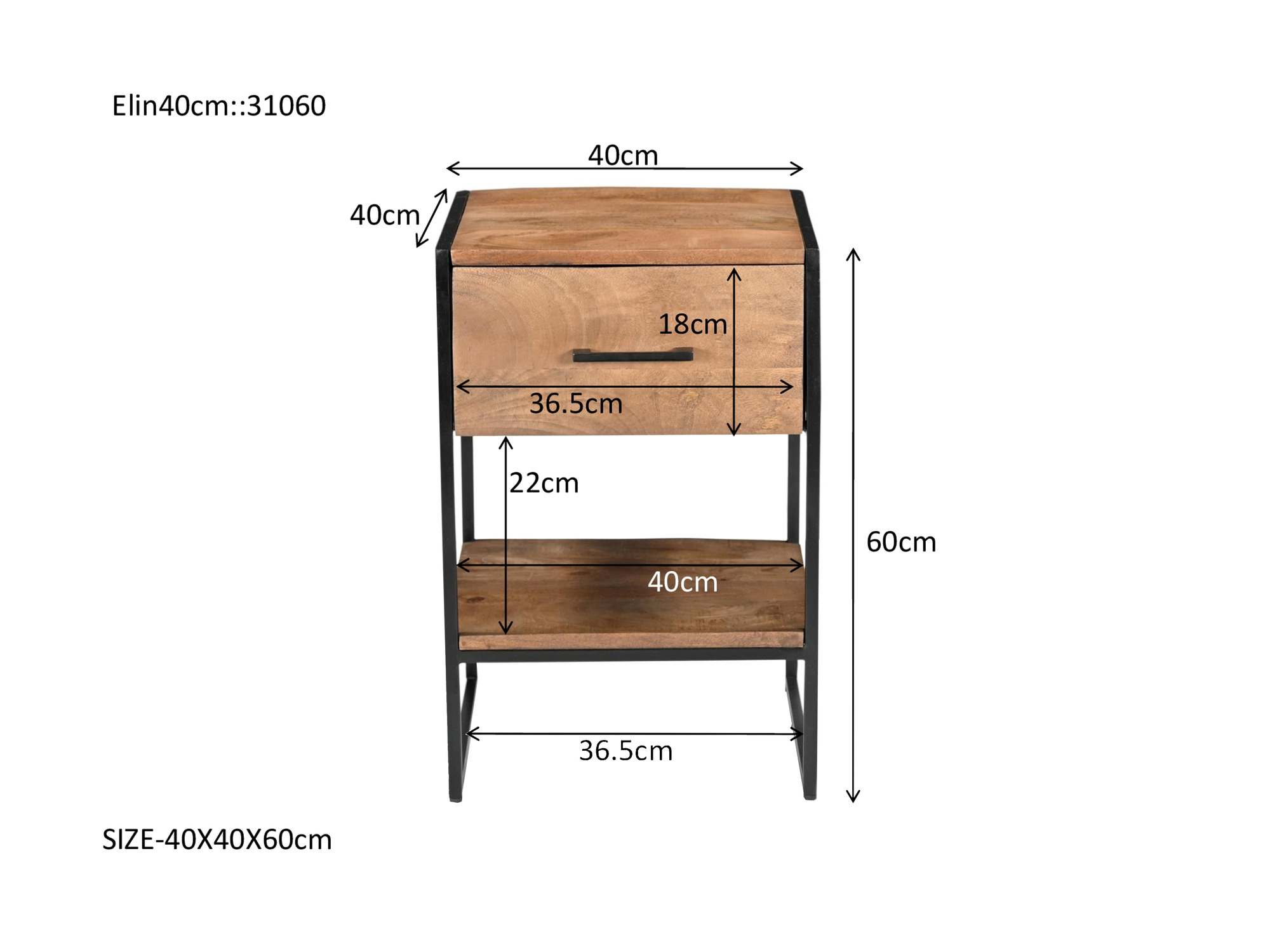 Livingfurn - Salontafel - Elin 40cm - Bruin, Zwart