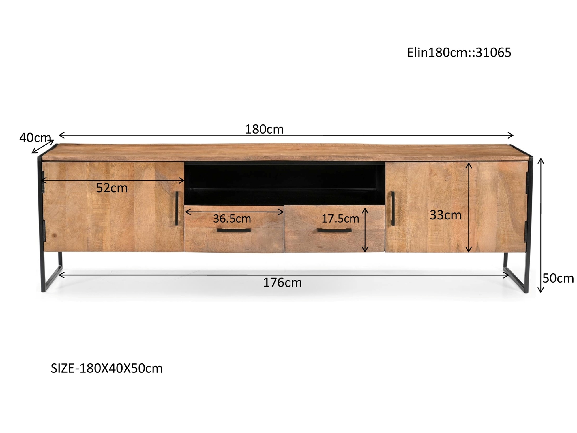 Livingfurn - Tv-meubel - Elin 180cm - Bruin