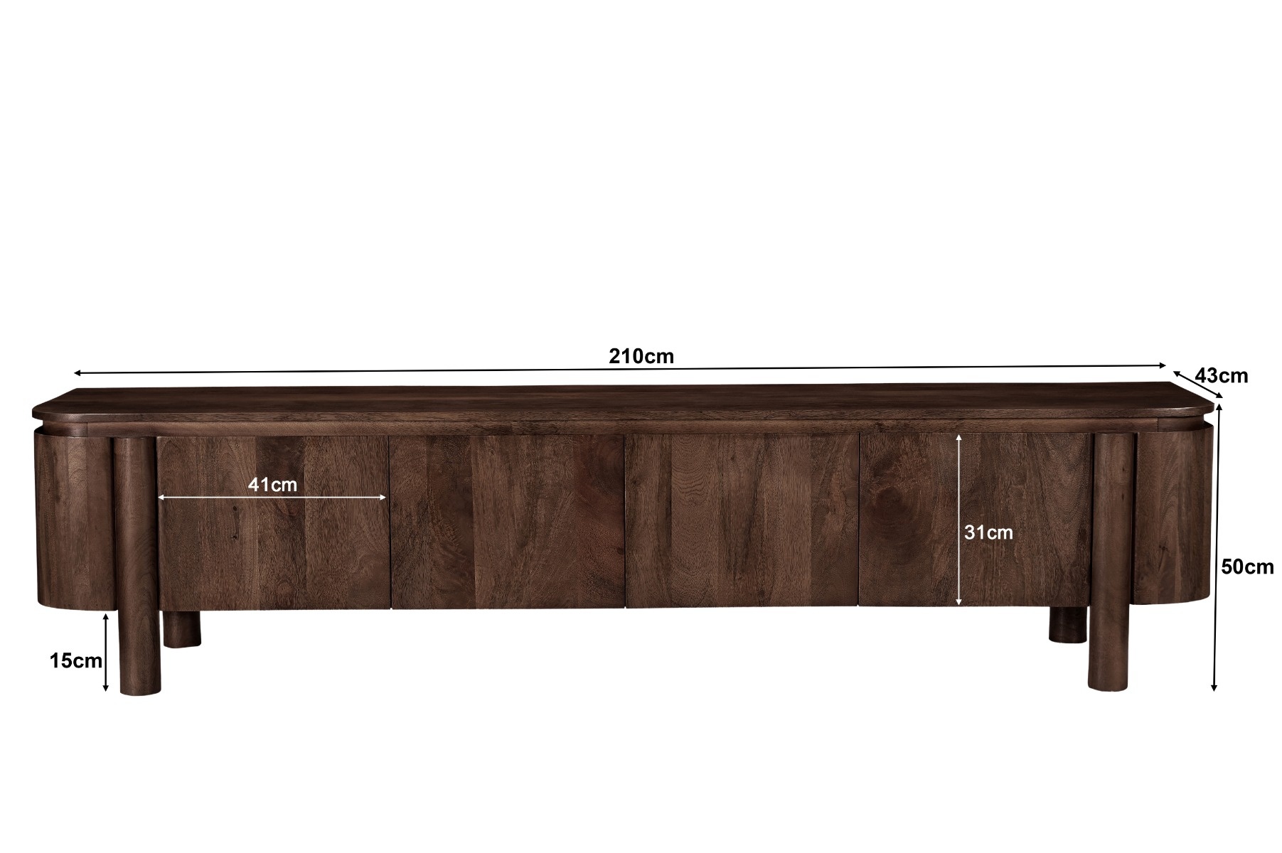 Livingfurn - Tv-meubel - Salano Brown 210 cm - Bruin