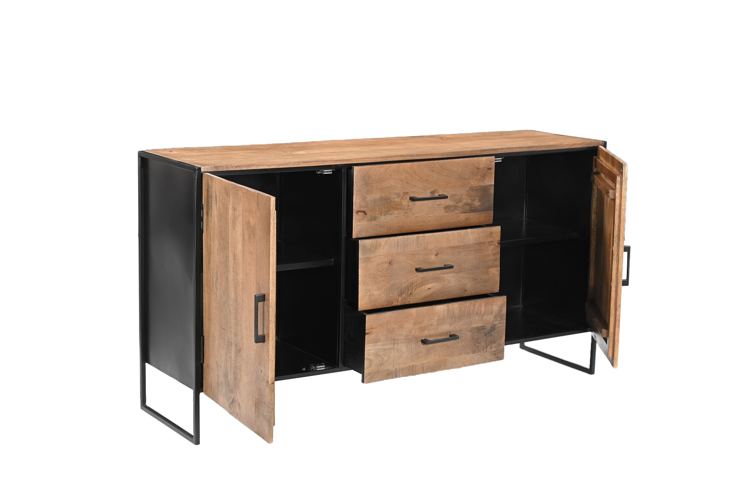Livingfurn - Dressoir - Elin 150cm - Bruin, Zwart