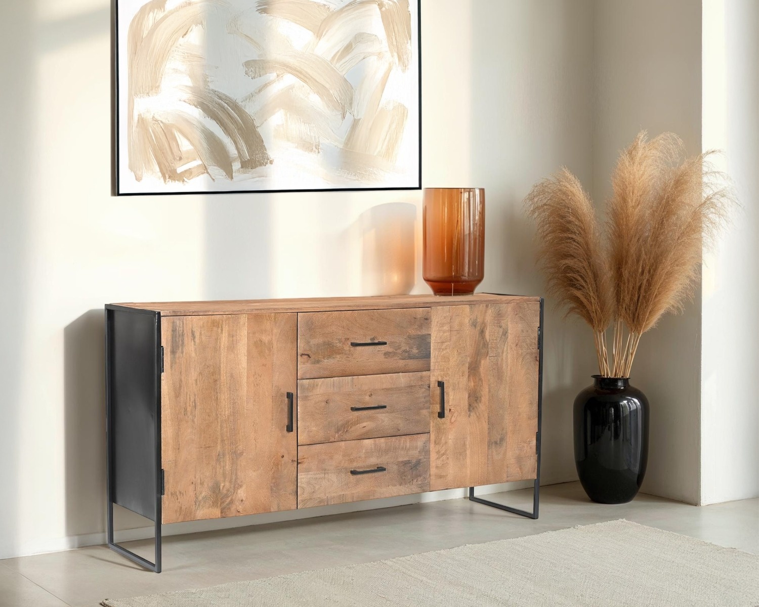 Livingfurn - Dressoir - Elin 150cm - Bruin, Zwart
