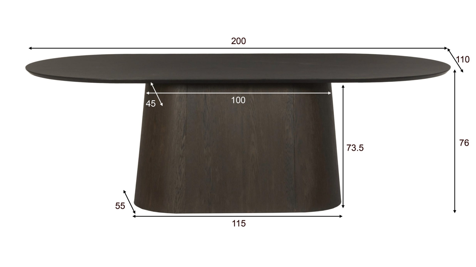 Livingfurn - Eetkamertafel - Tobago Espresso 200cm - Bruin