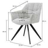 Livingfurn - Eetkamerstoel - Tommy Bisque Oasis - Beige - Set van 2