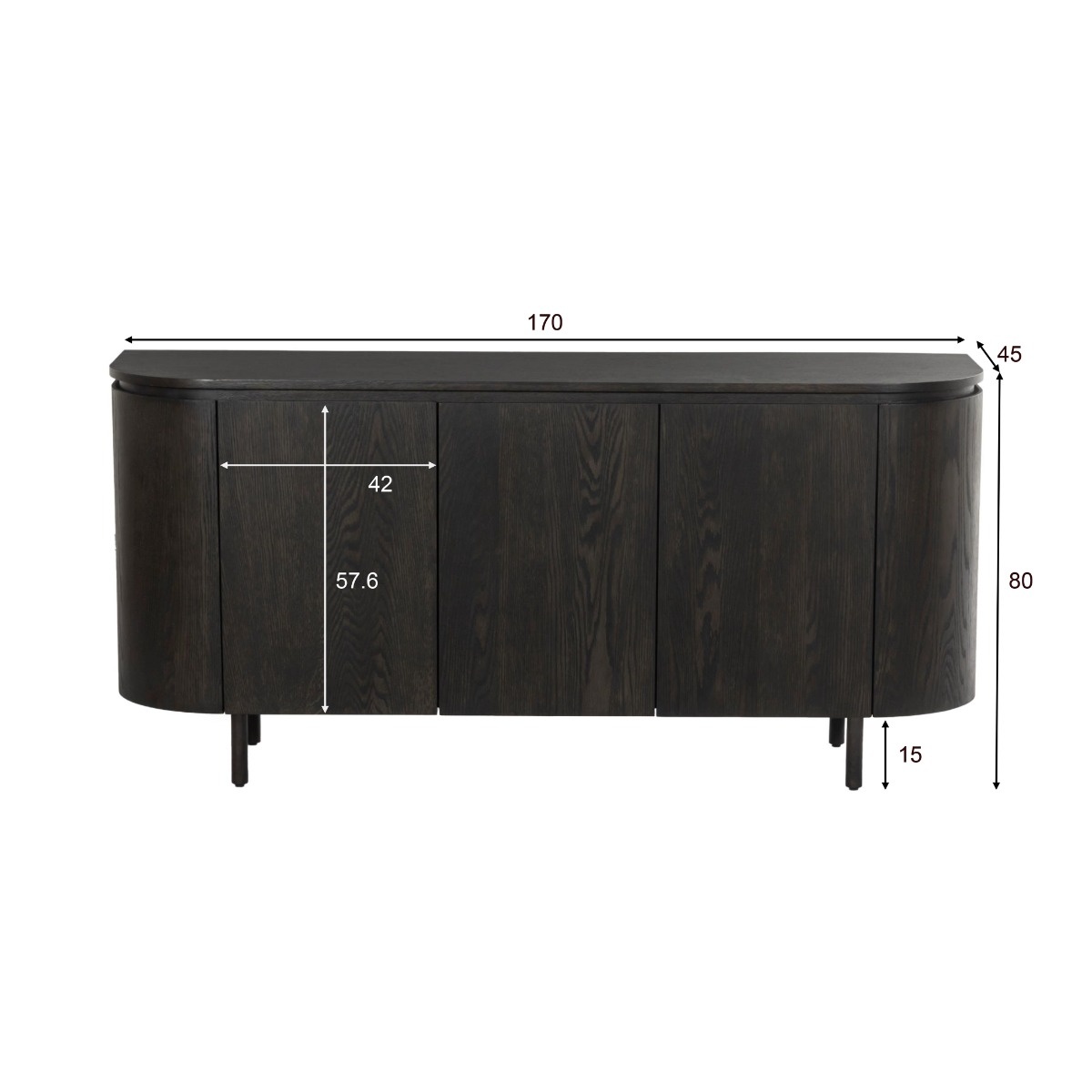 Livingfurn - Dressoir - Tobago Espresso 170cm - Bruin