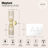 Maytoni - Wandlamp Antic - Goud - Ø10