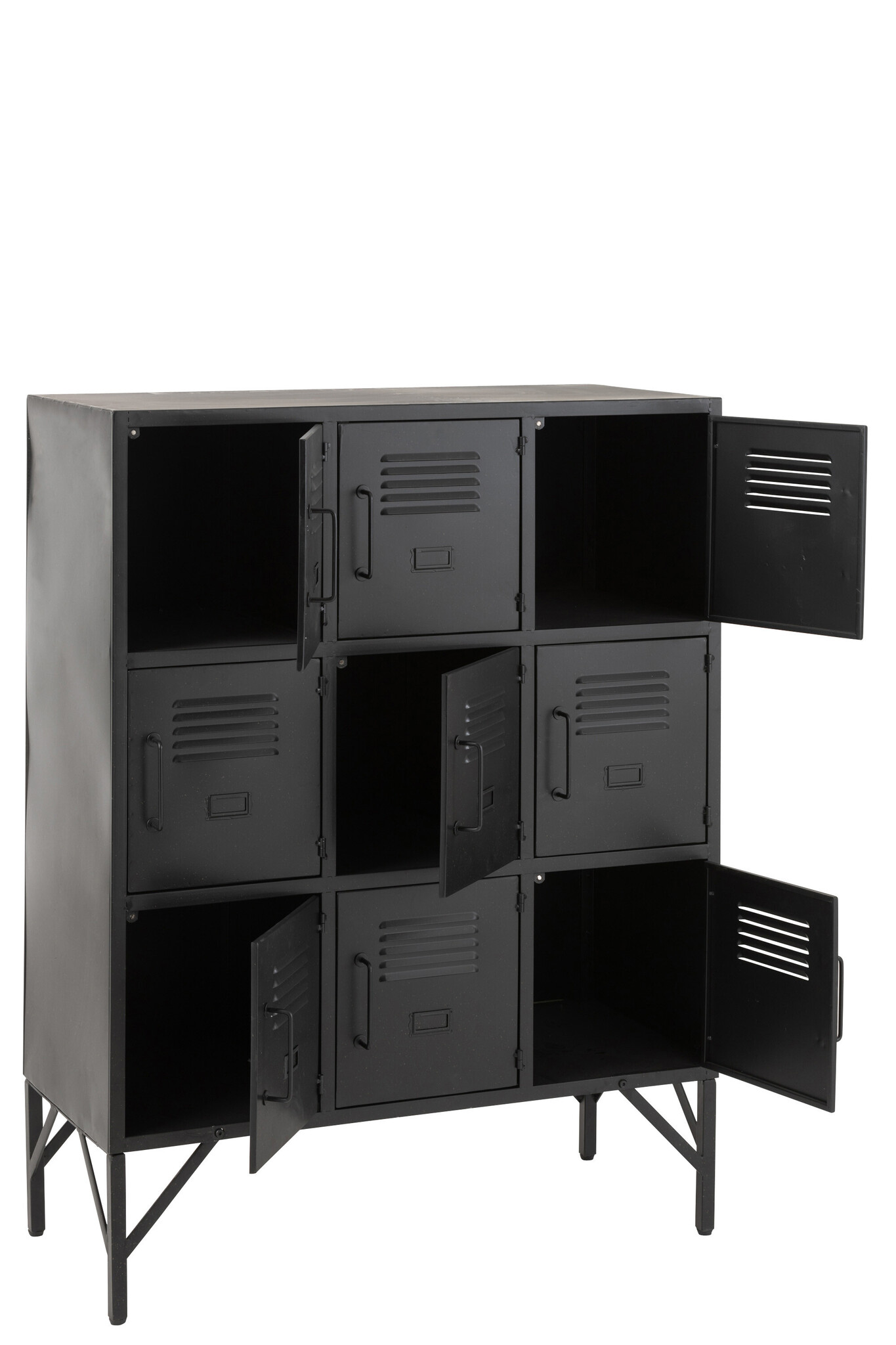 J-Line - Kast 9 Deuren Metaal Zwart - 86x41x113.5cm