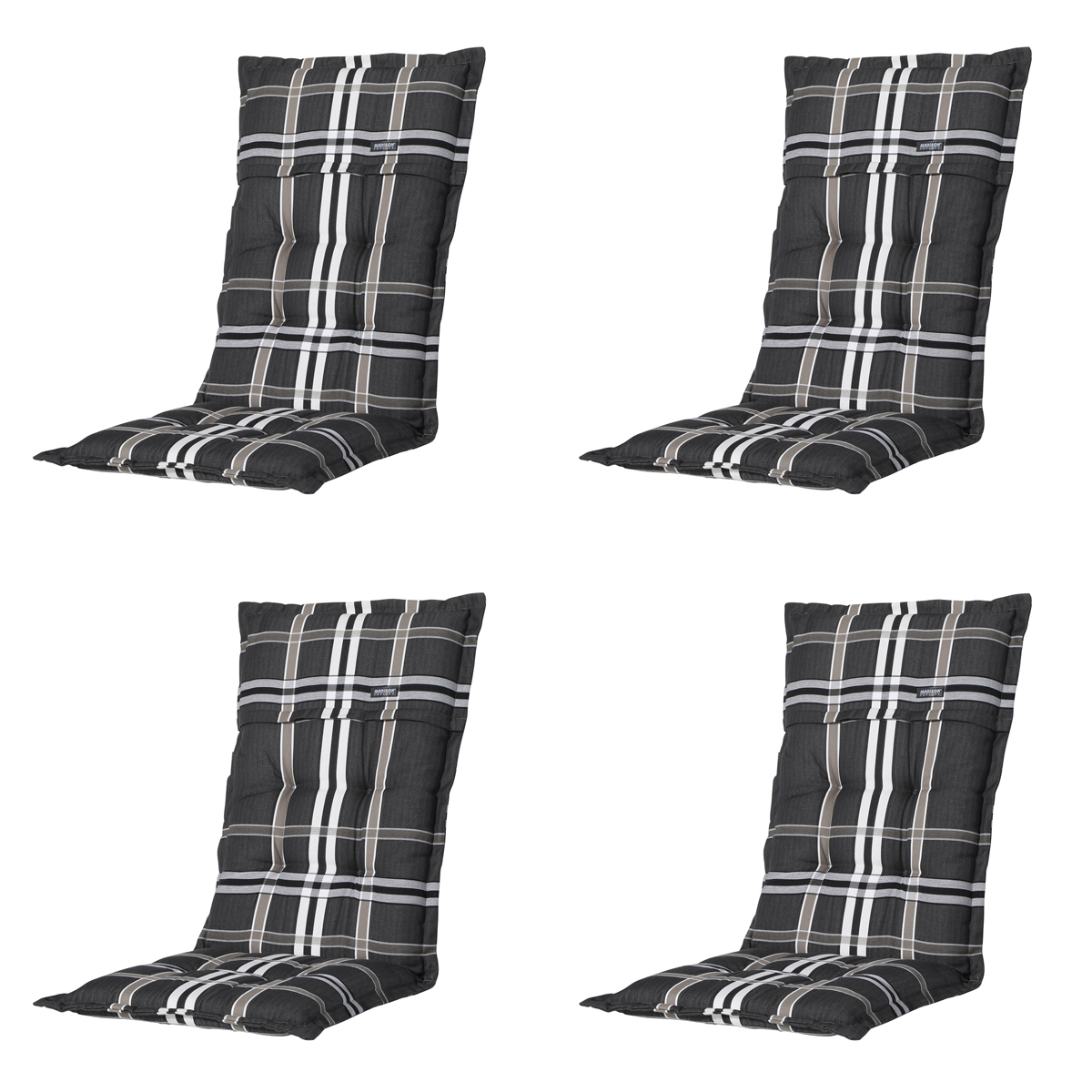 Madison - Tuinstoelkussen Hoge Rug Nils taupe - Ca. 123x50 cm - Set van 4