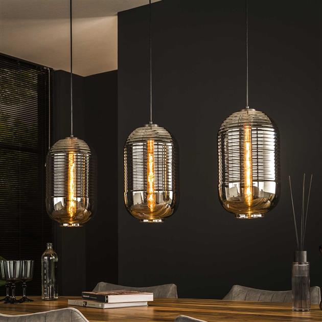 Hoyz - Hanglamp 3L Tub - Chromed Glass