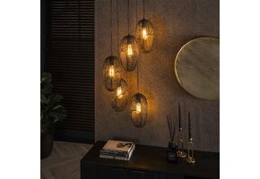 Hoyz Collection - Hanglamp 5L Open Oog Wire - Artic Zwart