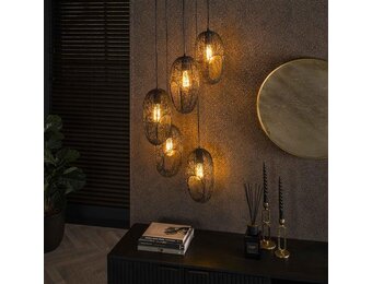 Hoyz Collection - Hanglamp 5L Open Oog Wire - Artic Zwart