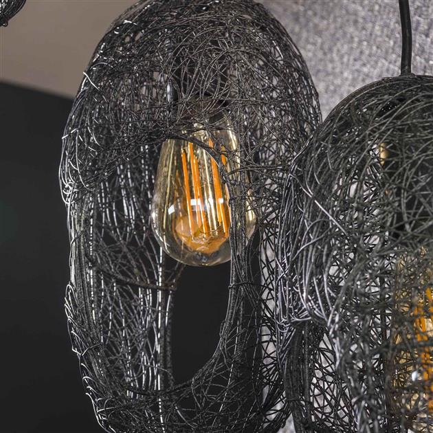 Hoyz Collection - Hanglamp 5L Open Oog Wire - Artic Zwart