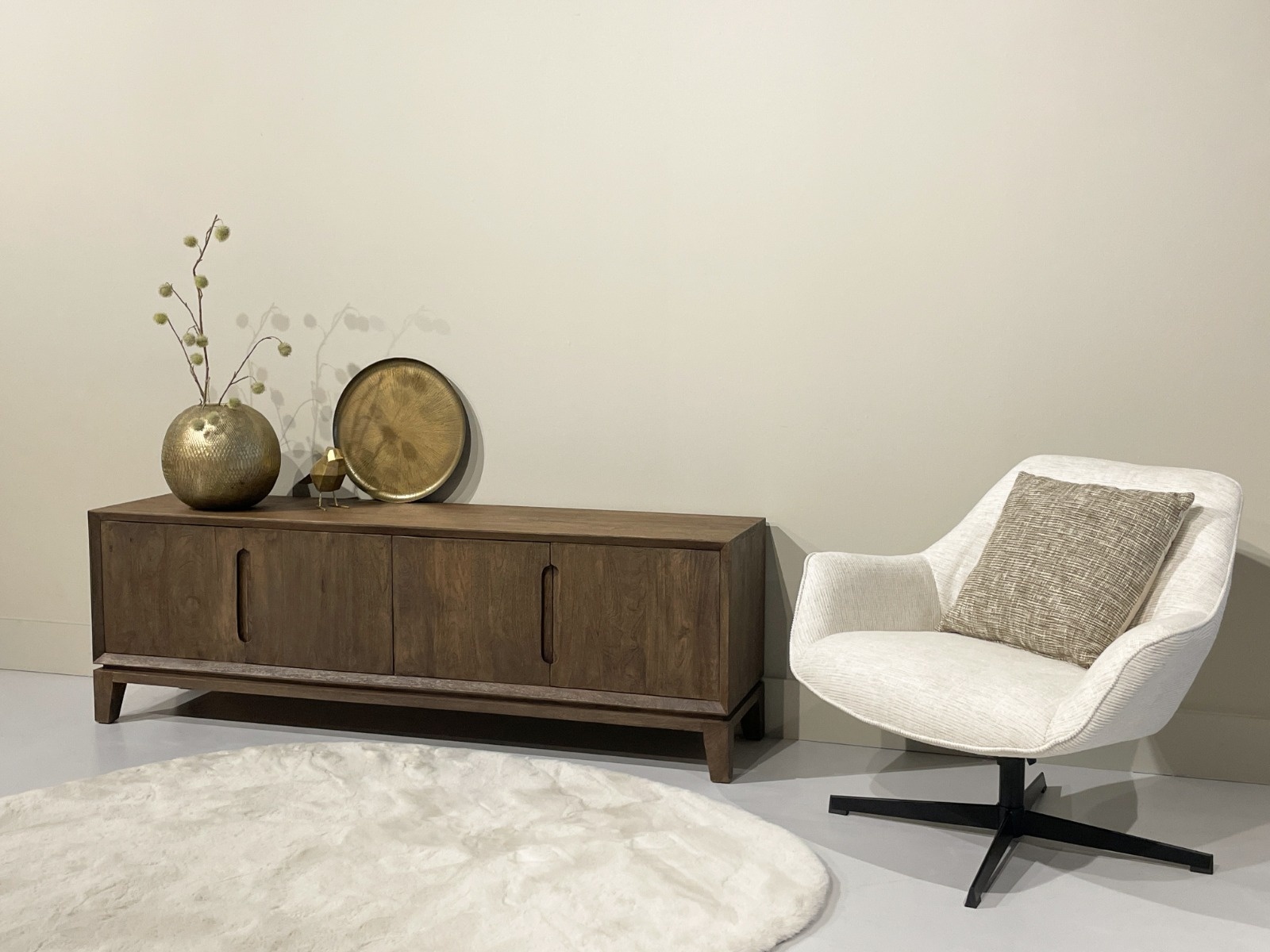 Livingfurn - TV meubel Cortez - 170x55x40 cm - Mangohout