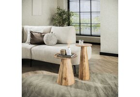 Hoyz Collection - Bijzettafel Cone Set-2 - Massief Acacia Naturel