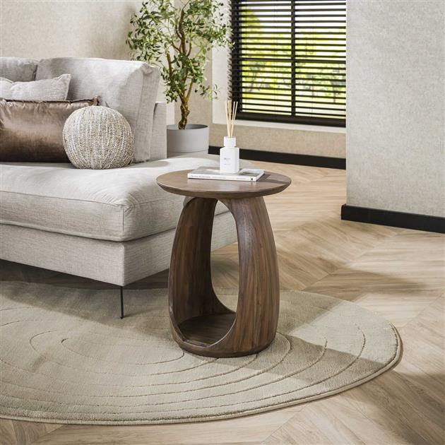 Hoyz Collection - Bijzettafel Flow Solid S - Massief Acacia Glaze Brown