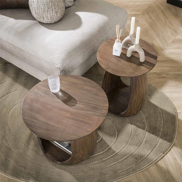 Hoyz Collection - Bijzettafel Flow Solid S - Massief Acacia Glaze Brown