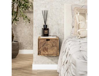 Hoyz Collection - Nachtkastje Block Zwevend 1 Lade - Massief Acacia Naturel