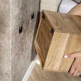 Hoyz Collection - Nachtkastje Block Zwevend 1 Lade - Massief Acacia Naturel