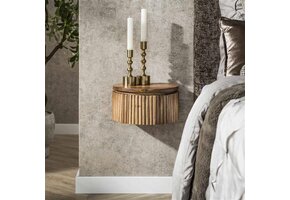 Hoyz Collection - Nachtkastje Wave Rond Zwevend 1 Lade XS - Massief Mango Zandkleur