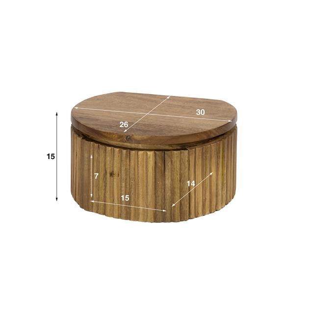 Hoyz Collection - Nachtkastje Wave Rond Zwevend 1 Lade XS - Massief Mango Zandkleur