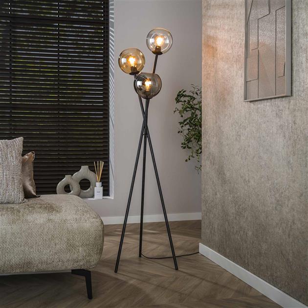 Hoyz Collection - Vloerlamp Multi Globe 3-lichts - Artic Zwart
