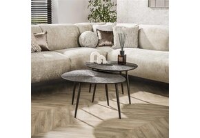 Hoyz Collection - Salontafel Brown Ray Metal Organisch - Brons Donkerbruin - Set van 2