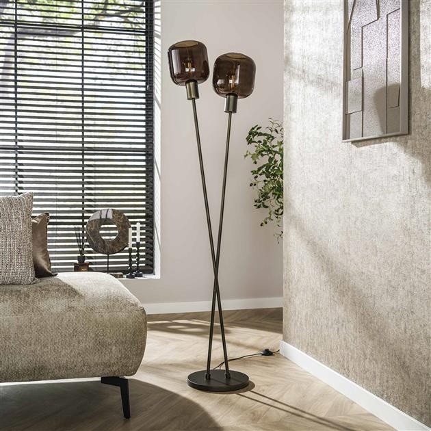 Hoyz Collection - Vloerlamp Bronza 2-lichts - Sienna Brown