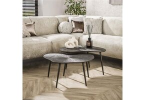 Hoyz Collection - Salontafel Brown Ray Metal Leaf - Brons Donkerbruin - Set van 2