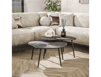 Hoyz Collection - Salontafel Brown Ray Metal Leaf - Brons Donkerbruin - Set van 2