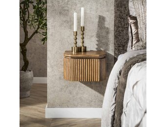 Hoyz Collection - Nachtkastje Wave Zwevend 1 Lade XS - Massief Mango Zandkleur