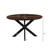 Livingfurn - Eetkamertafel Jesper Round Brown - 130x130x76 cm - Mangohout