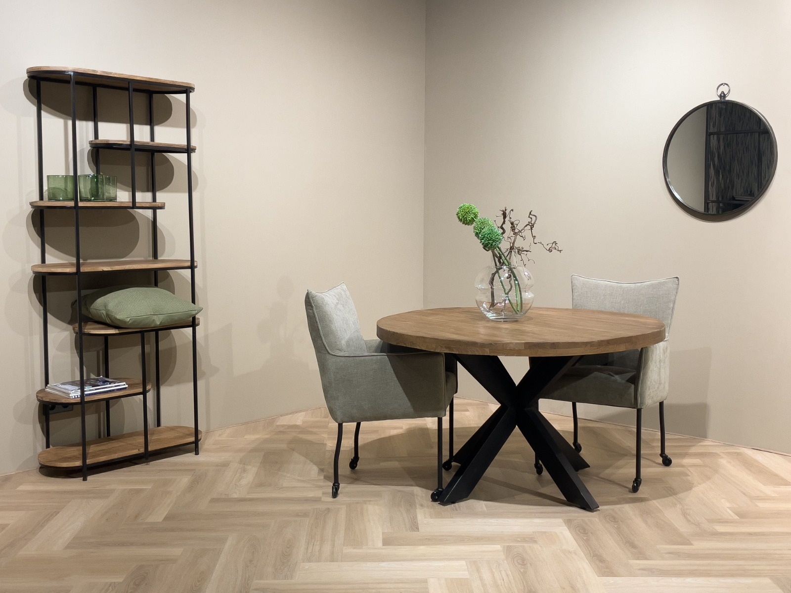 Brix - Eetkamertafel Brix Rond - 130 cm - Mangohout - Bruin