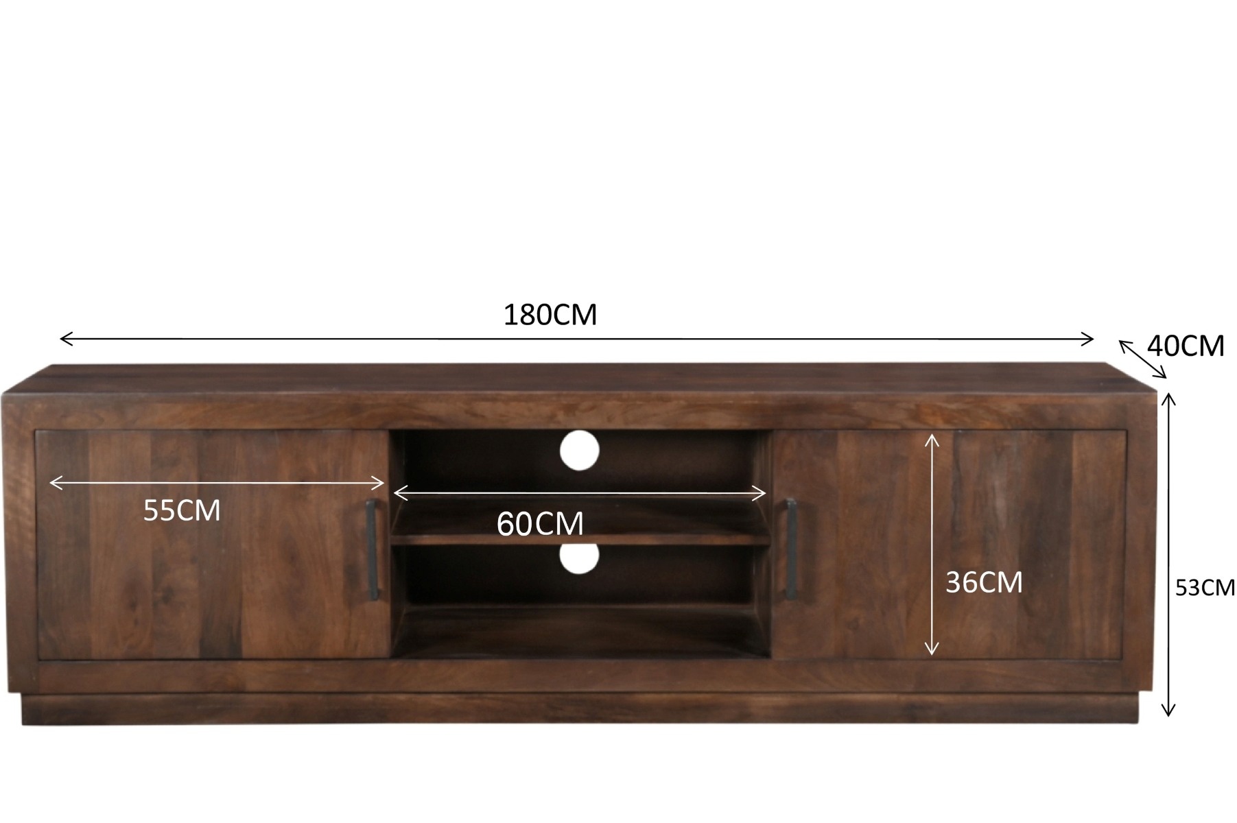 Livingfurn - TV Meubel Jaxx Brown 180cm - Mangohout
