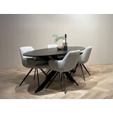 Livingfurn - Zwart Eetkamertafel Oslo Ovaal - Acasia Hout  - 210 cm