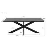 Livingfurn - e Zwart Eetkamertafel -  -  Mango Hout  - 180 cm