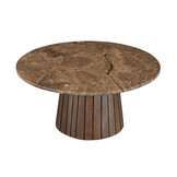 Livingfurn - Salontafel Emperador 80cm - Marmer / Hout