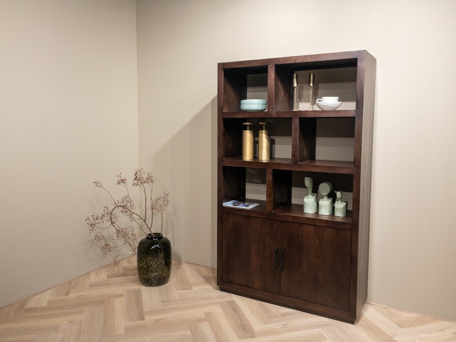 Livingfurn - Vitrinekast Jaxx Brown 120cm - Mangohout