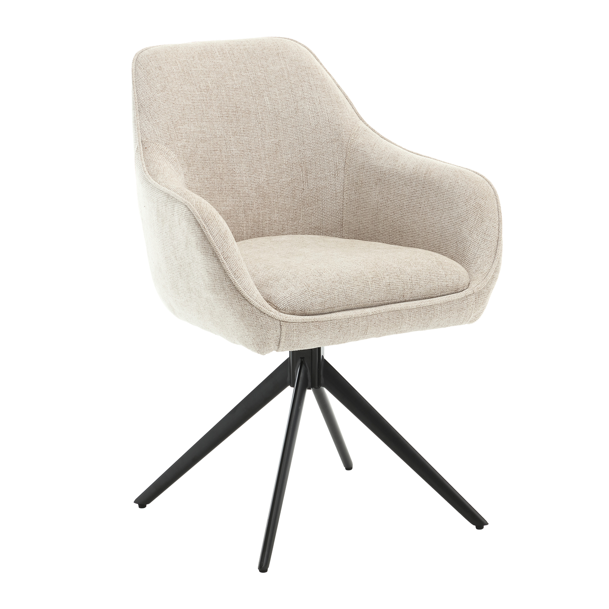 Livingfurn - Eetkamerstoel Thomas Toffee - Beige - Stof - Set van 2