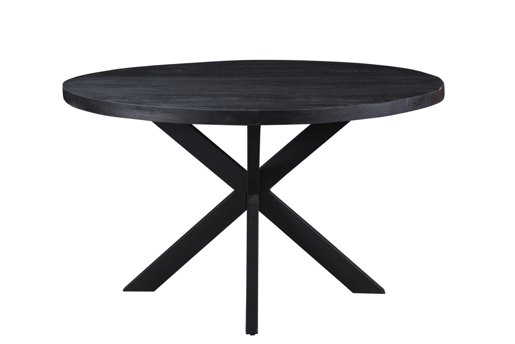 Livingfurn - Eetkamertafel Kala Rond Black - Mangohout - 150 cm - Zwart