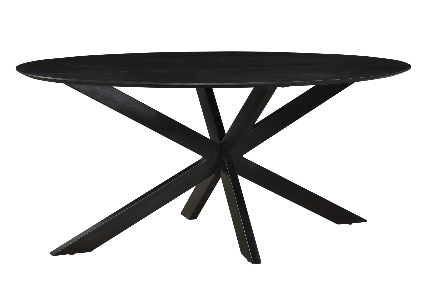 Livingfurn - Eetkamertafel Oslo Ovaal Zwart - Acasia Hout - 180 cm - Zwart