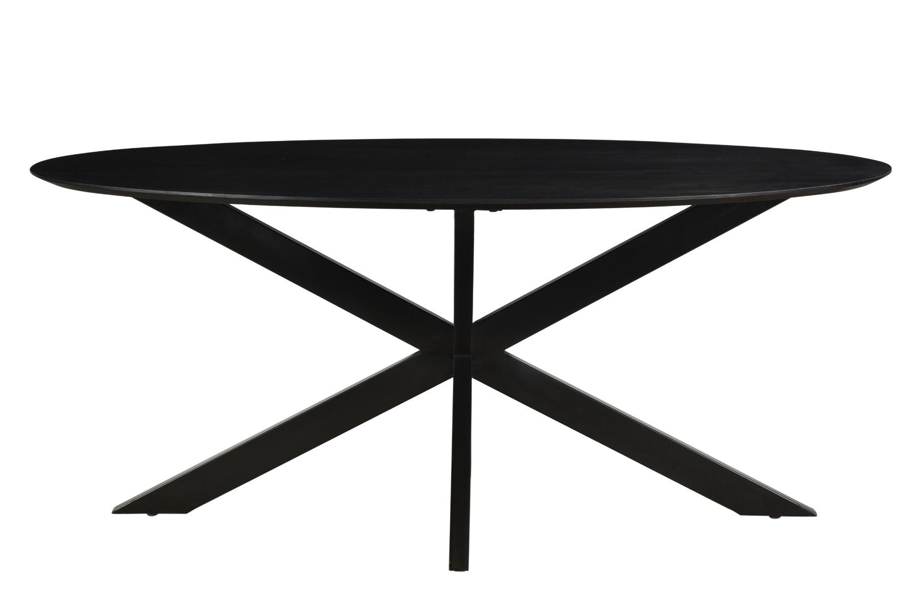 Livingfurn - Eetkamertafel Oslo Ovaal Zwart - Acasia Hout - 180 cm - Zwart