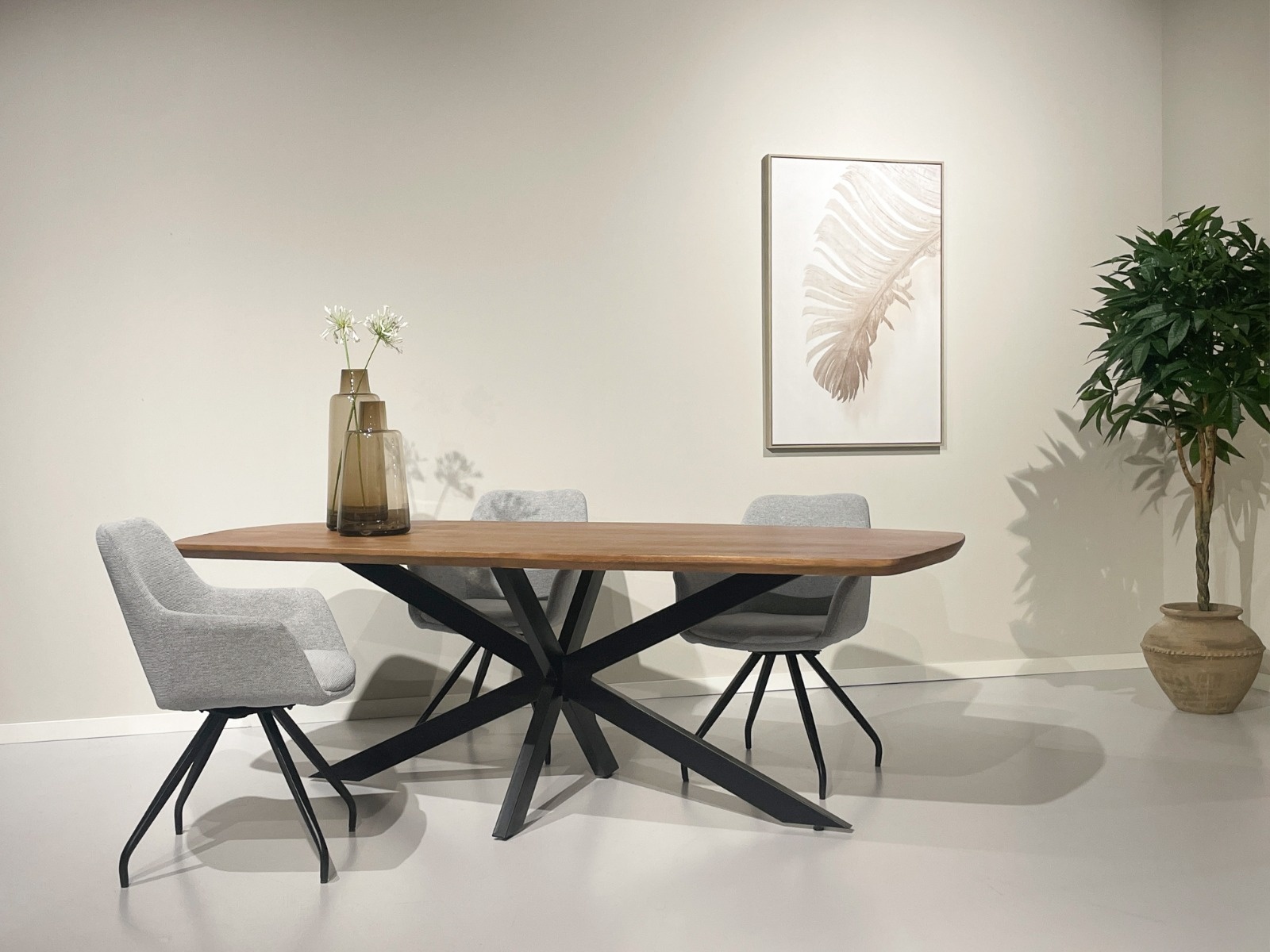 Livingfurn - Eetkamertafel Jesper Danish Oval 180cm - Mangohout / Gecoat Staal