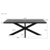 Livingfurn - e Zwart Eetkamertafel -  -  Mango Hout  - 220 cm