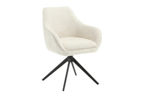 Livingfurn - Eetkamerstoel Thomas Sand - Wit - Stof - Set van 2