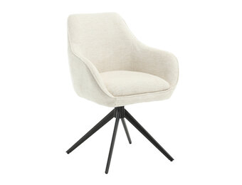 Livingfurn - Eetkamerstoel Thomas Sand - Wit - Stof - Set van 2