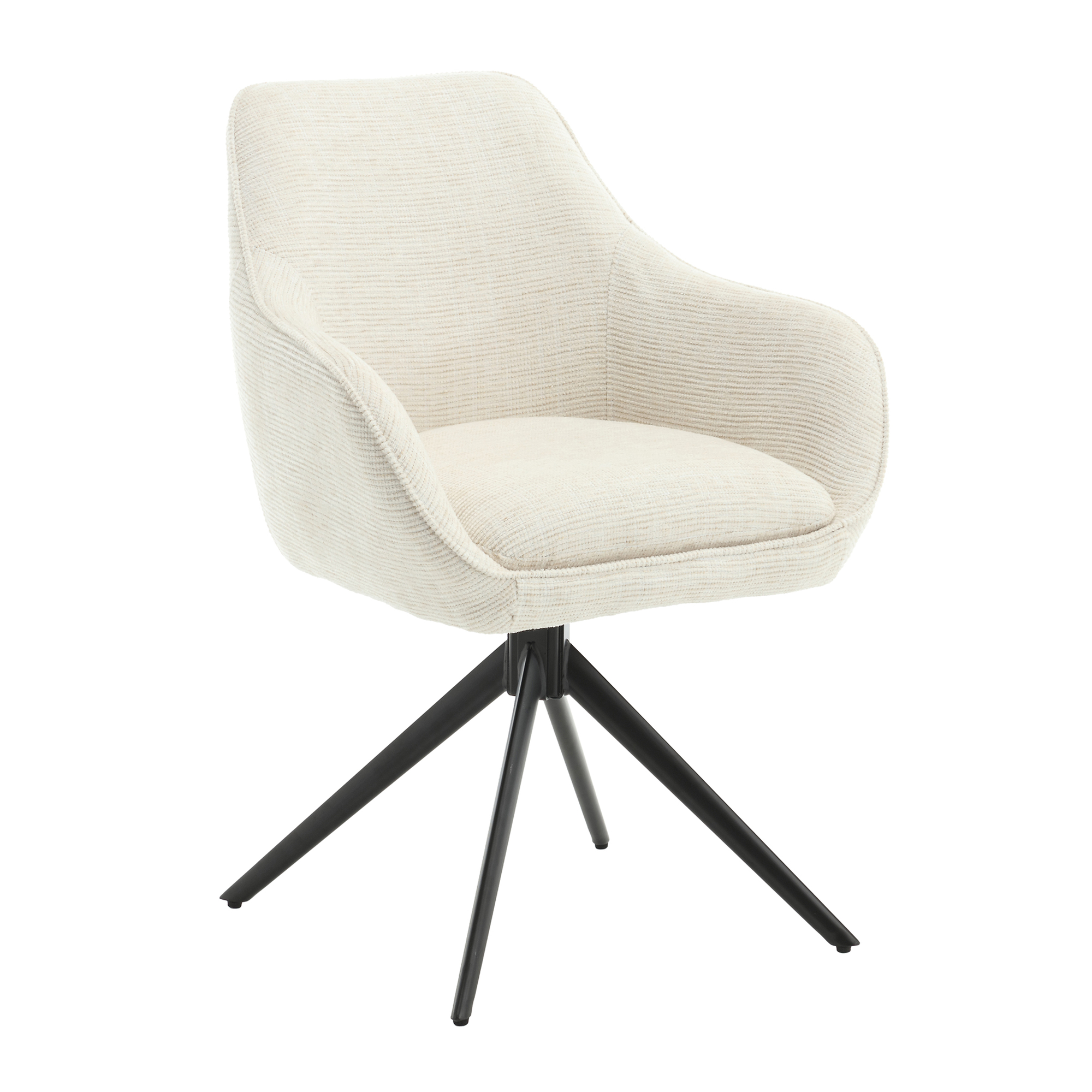 Livingfurn - Eetkamerstoel Thomas Sand - Wit - Stof - Set van 2