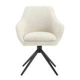 Livingfurn - Eetkamerstoel Thomas Sand - Wit - Stof - Set van 2