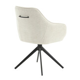 Livingfurn - Eetkamerstoel Thomas Sand - Wit - Stof - Set van 2