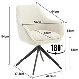 Livingfurn - Eetkamerstoel Thomas Sand - Wit - Stof - Set van 2